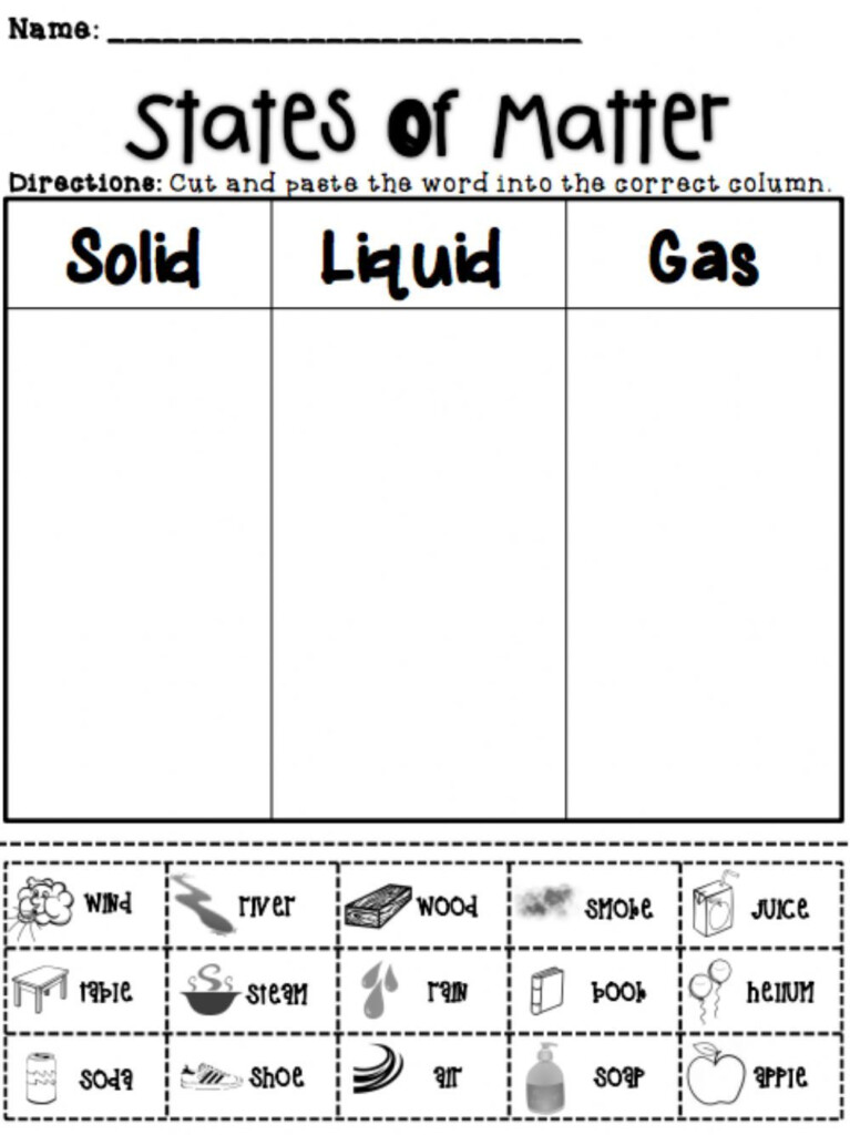 Science 3 Worksheets Changes In Matter