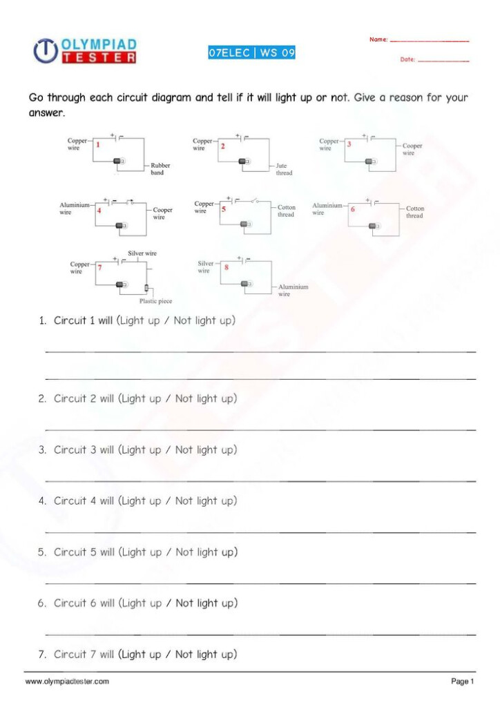 Science Court Electric Current Worksheet