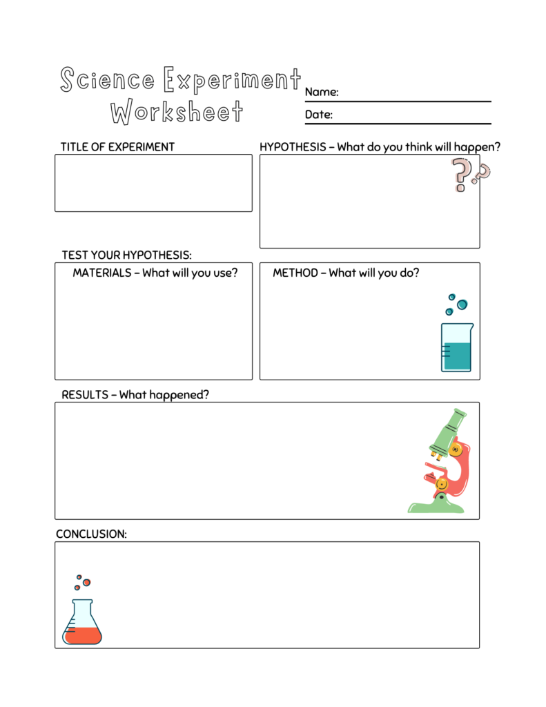 Science Experiment Printable Worksheet