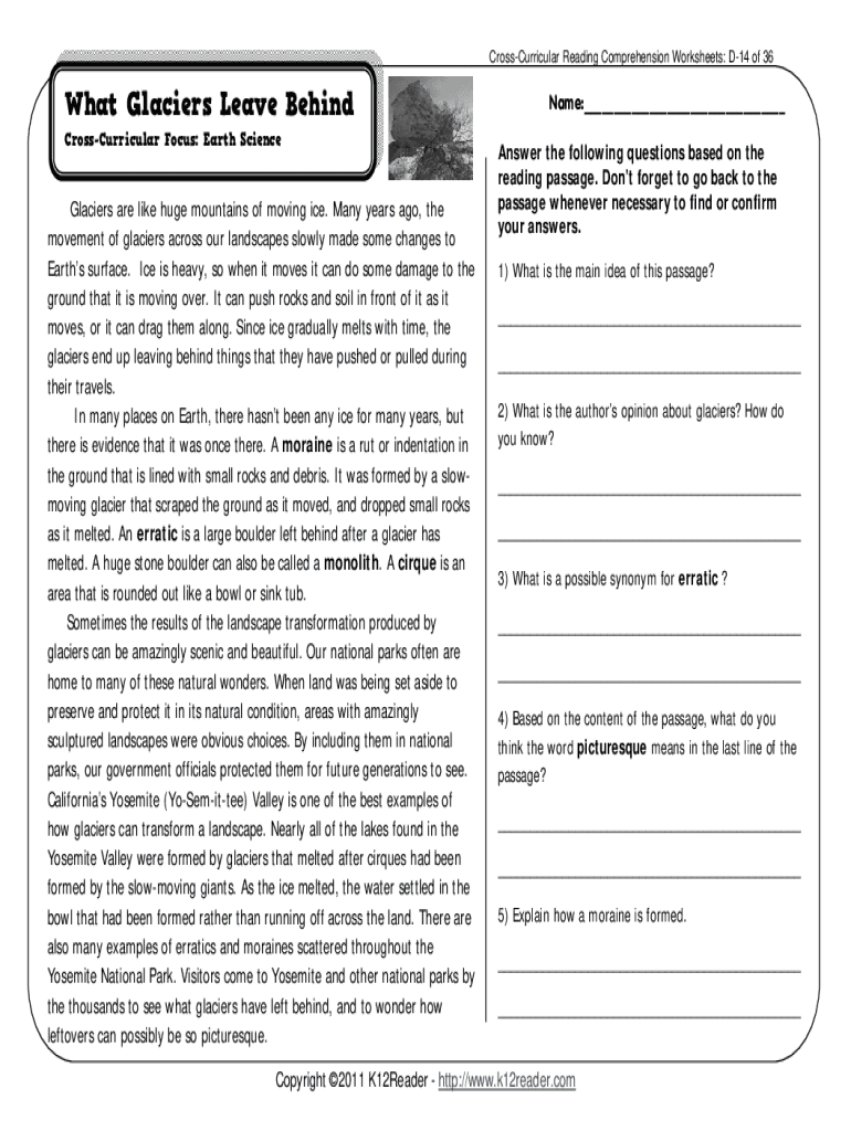 Science Reading Comprehension Worksheets 4th Grade Fill Online