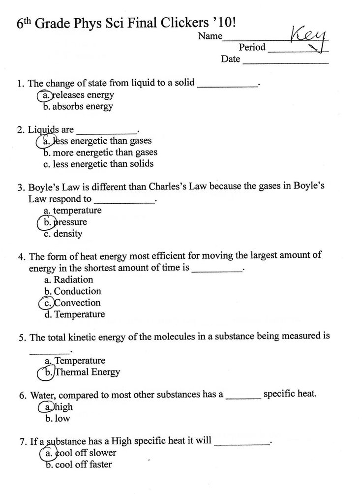 Science Worksheets For 6th Grade