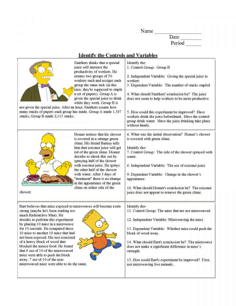 Simpsons Science Worksheet Answer Key 2nd Version Scienceworksheets