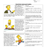 Simpsons Variables Worksheet Answer Key