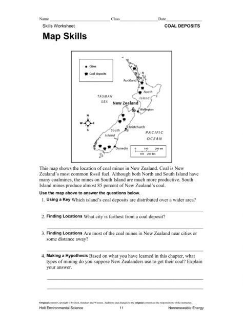 Skills Worksheet Map Skills Answer Key