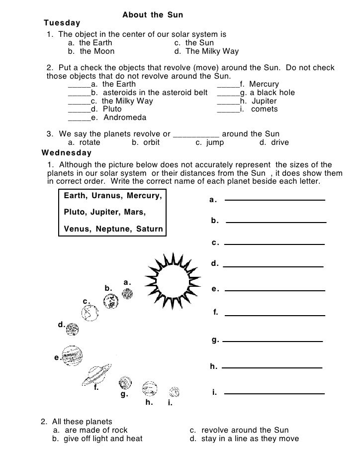 Solar System Grade 5 Worksheets Science Thekidsworksheet