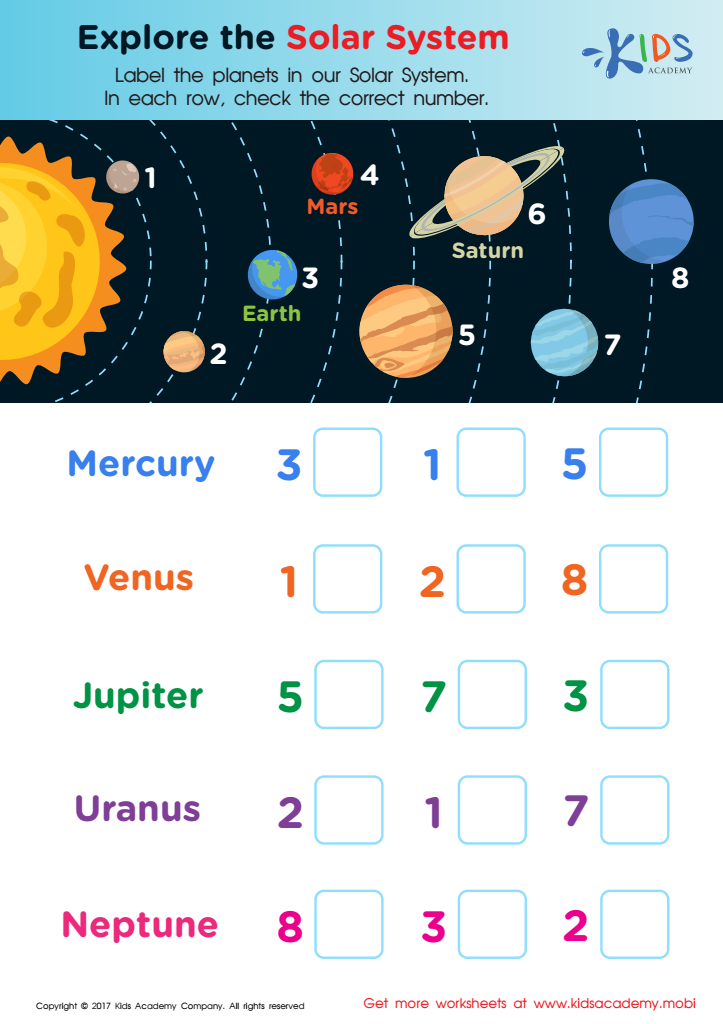 Solar System Planets Worksheet Free Printable PDF For Kids