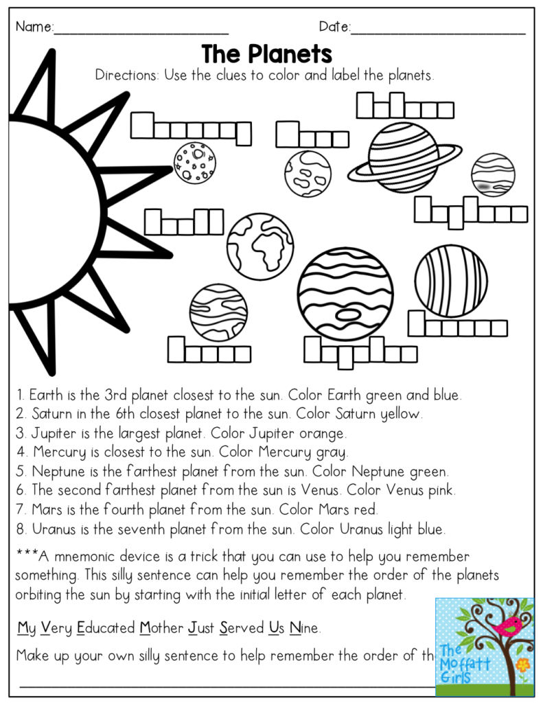 Solar System Worksheet 6Th Grade