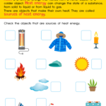 Sources Of Heat Energy Worksheet Free Printable PDF For Kids