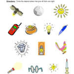 Sources Of Light Worksheet For Kindergarten