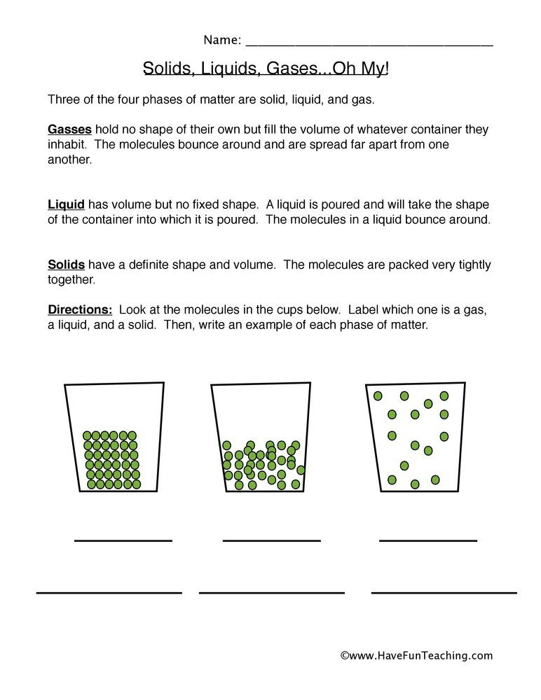 States Of Matter Worksheets With Answers
