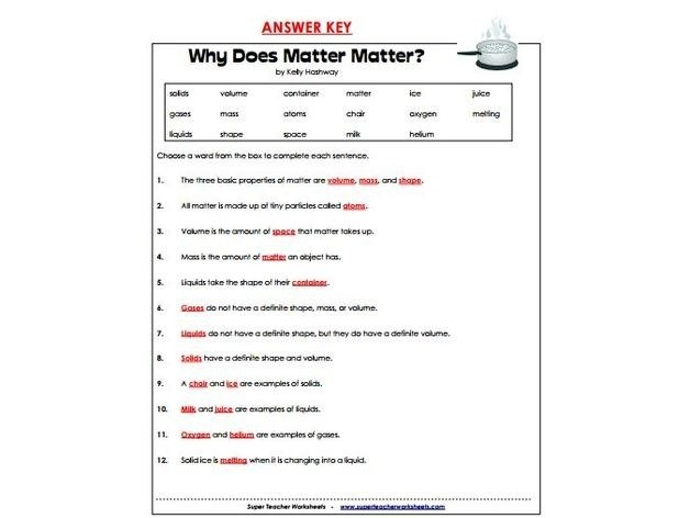 Super Teacher Worksheets Why Does Matter Matter Worksheets Master