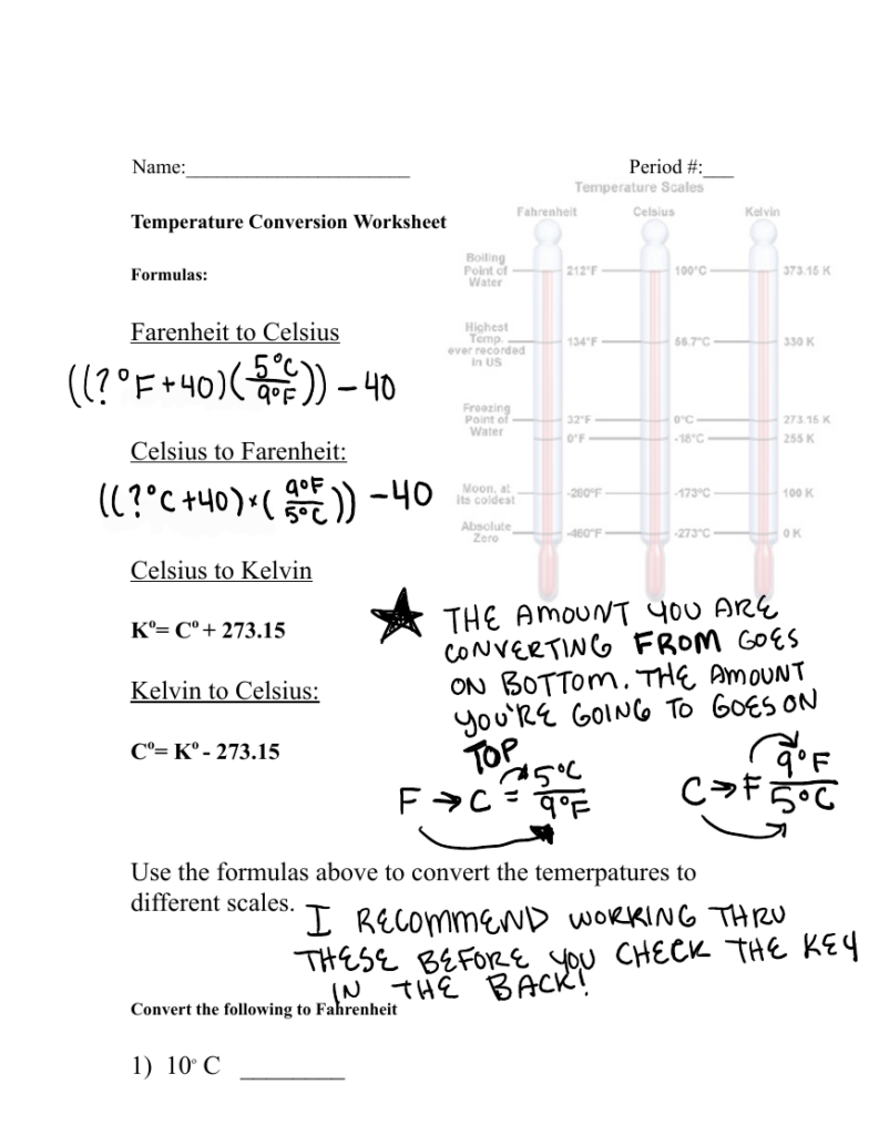 Temperature Conversion Worksheet Answers