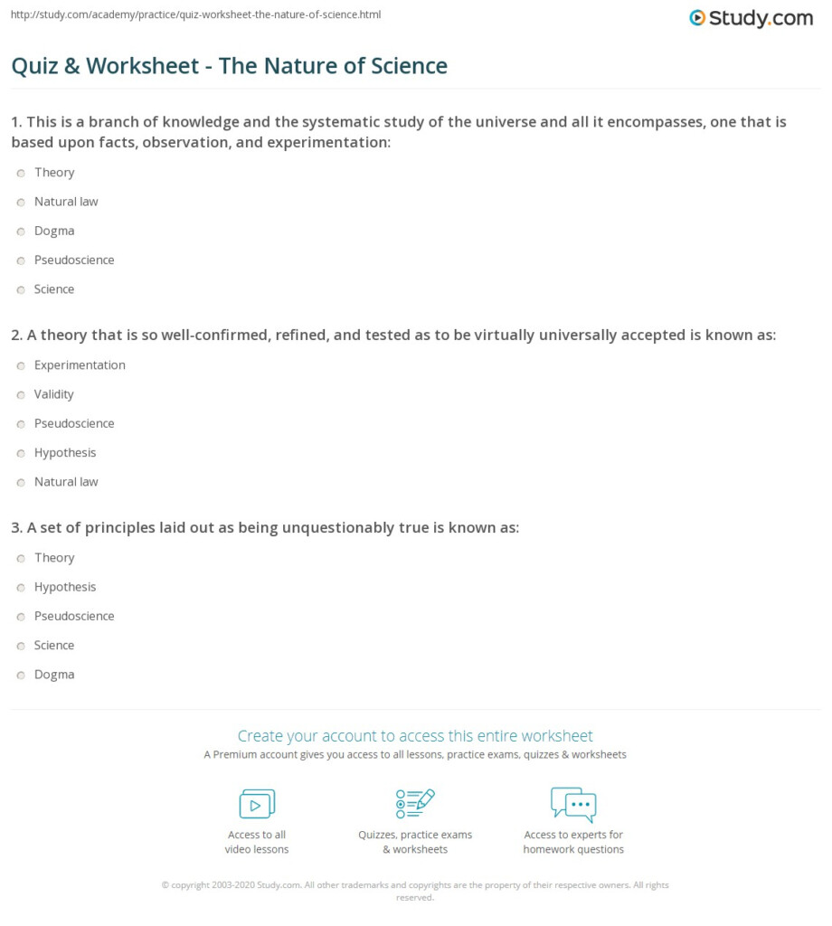 The Nature Of Science Worksheet