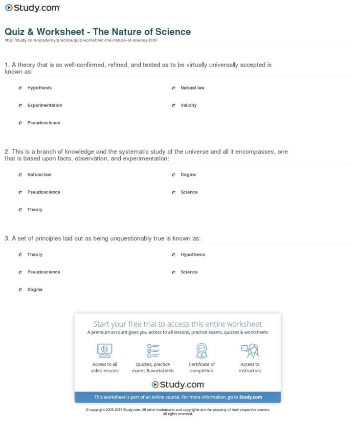 The Nature Of Science Worksheet Answers Db excel