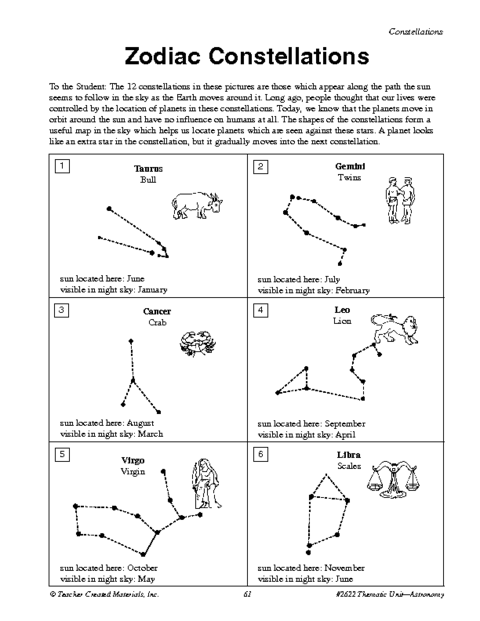 The Universe Constellations Worksheet Answers