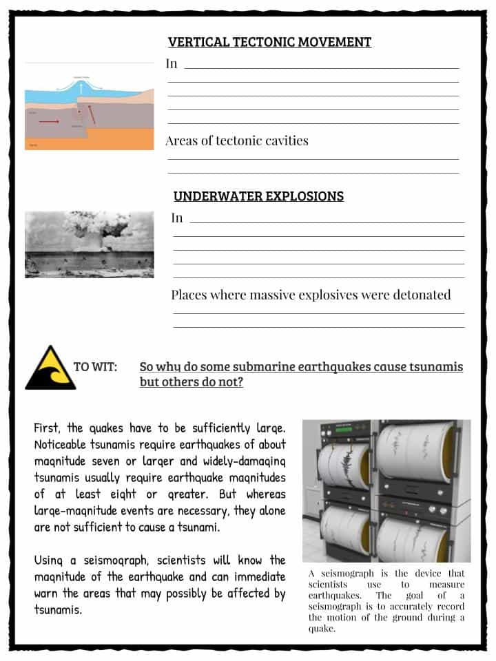 Tsunami Facts Worksheets Historical Information For Kids