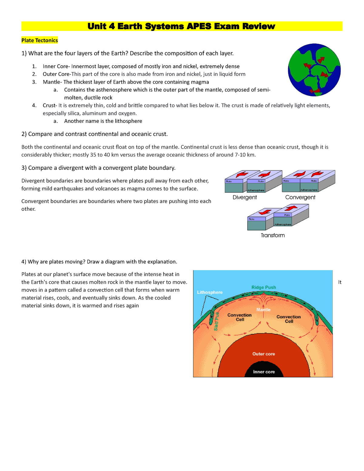 Unit 4 Earth Systems Ap Exam Review Answer Unit 4 Earth Systems APES