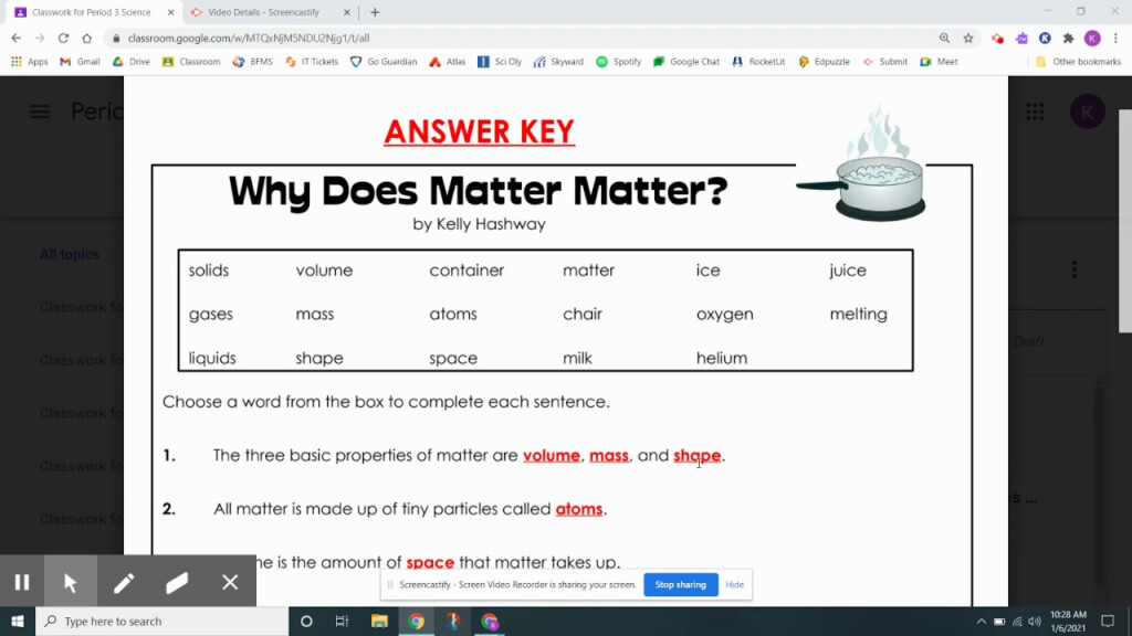 Video 3 Why Does Matter Matter Answers YouTube