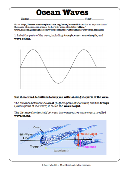 Waves 8th Grade Science Worksheet