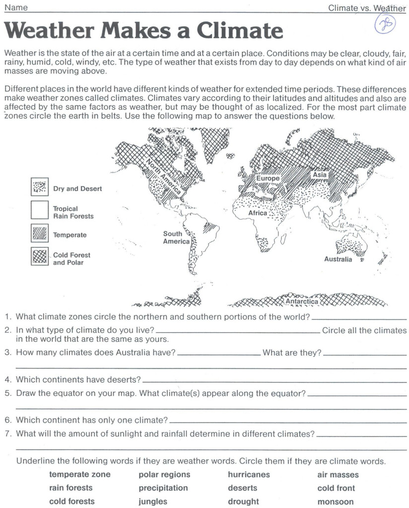 Weather And Climate Worksheets Grade 5 Pdf Instantworksheet