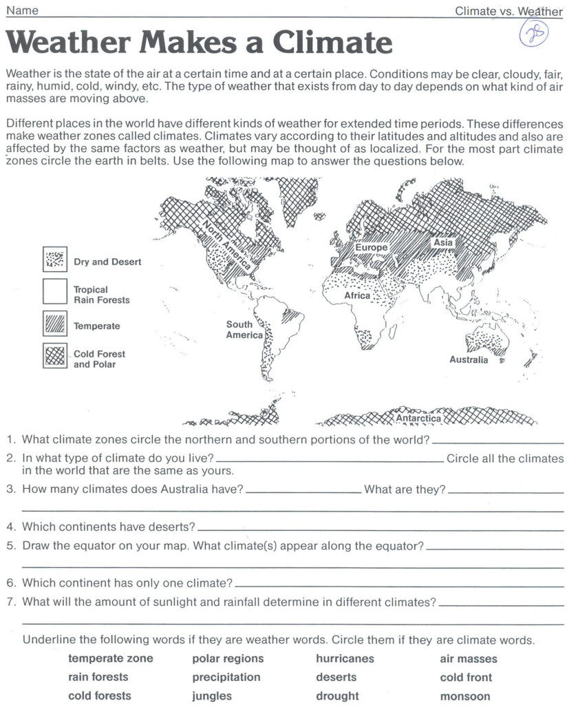 Weather Makes A Climate Worksheet Weather Worksheets Science 