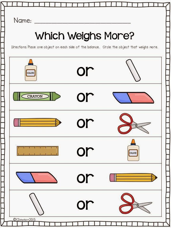 Weight Worksheet For Kindergarten