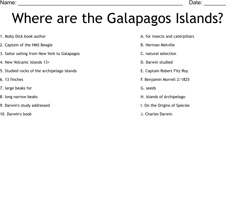 Where Are The Galapagos Islands Worksheet WordMint