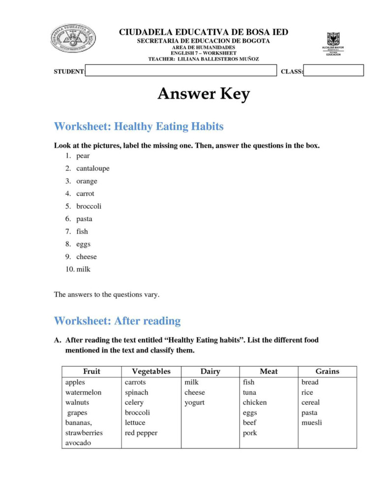 Worksheet Answer Keys