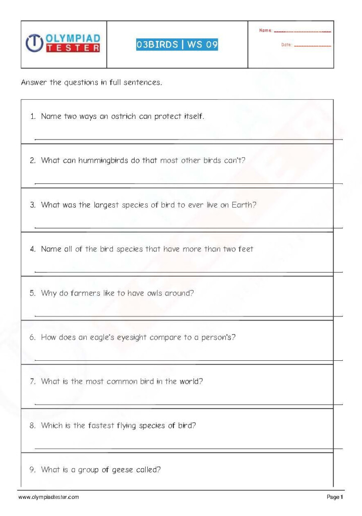 Worksheet For Grade 7 Science