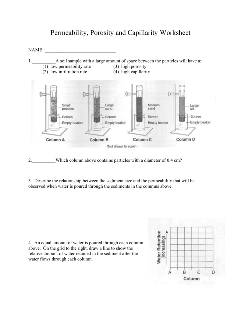 Worksheet On Permeability Porosity Water Retention And Capillarity