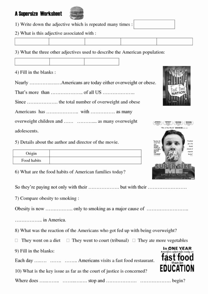 10 Supersize Me Worksheet Answers Worksheets Decoomo