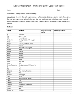 A Study Of Biological Prefixes And Suffixes Answers Study Poster