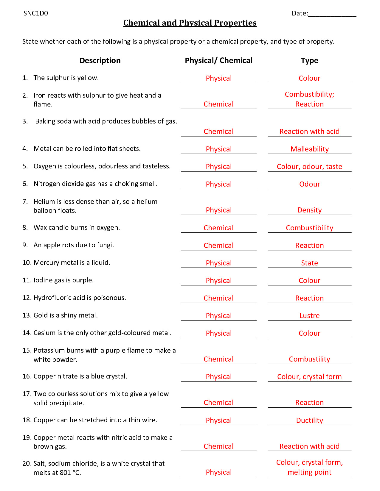 Classifying Matter Worksheet Answer Key