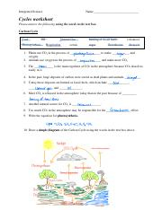 Cycles Worksheet Integrated Science Answers