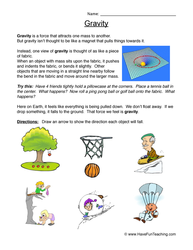 Falling Gravity Worksheet Have Fun Teaching