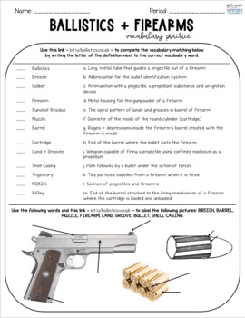 Forensics Ballistics Firearms Vocabulary Practice By Get Wise With 