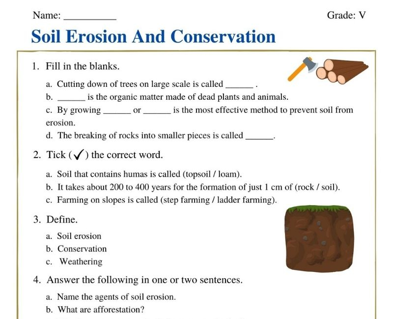 Fun And Engaging Soil Erosion And Conservation Worksheets For Class 5