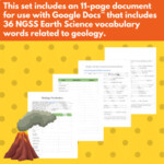 Geology Vocabulary Worksheets Set NGSS Earth Science By Crosswalk