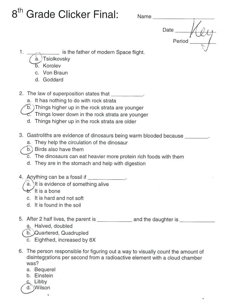 Grade 8 Science Worksheets With Answers