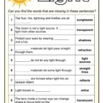 Light Energy Worksheet 5th Grade