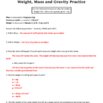 Mass And Weight Worksheet