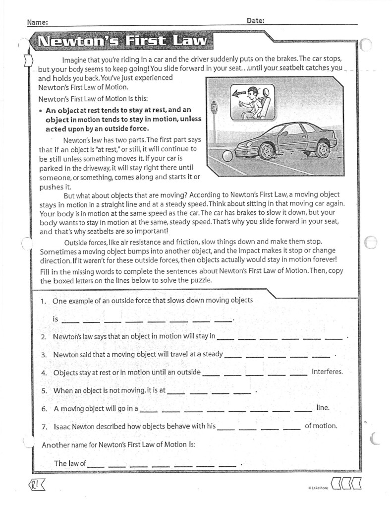 Newton Laws Worksheet Answers