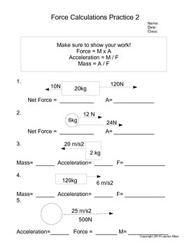 Physical Science Forces Worksheet Answers