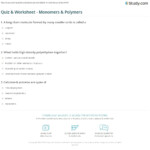 Quiz Worksheet Monomers Polymers Study