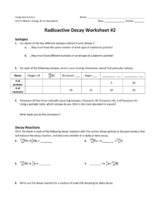 Earth Science Radioactive Decay Worksheet - Scienceworksheets.net