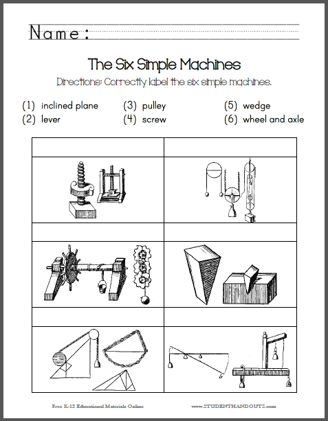 Simple Machines Worksheets 99Worksheets