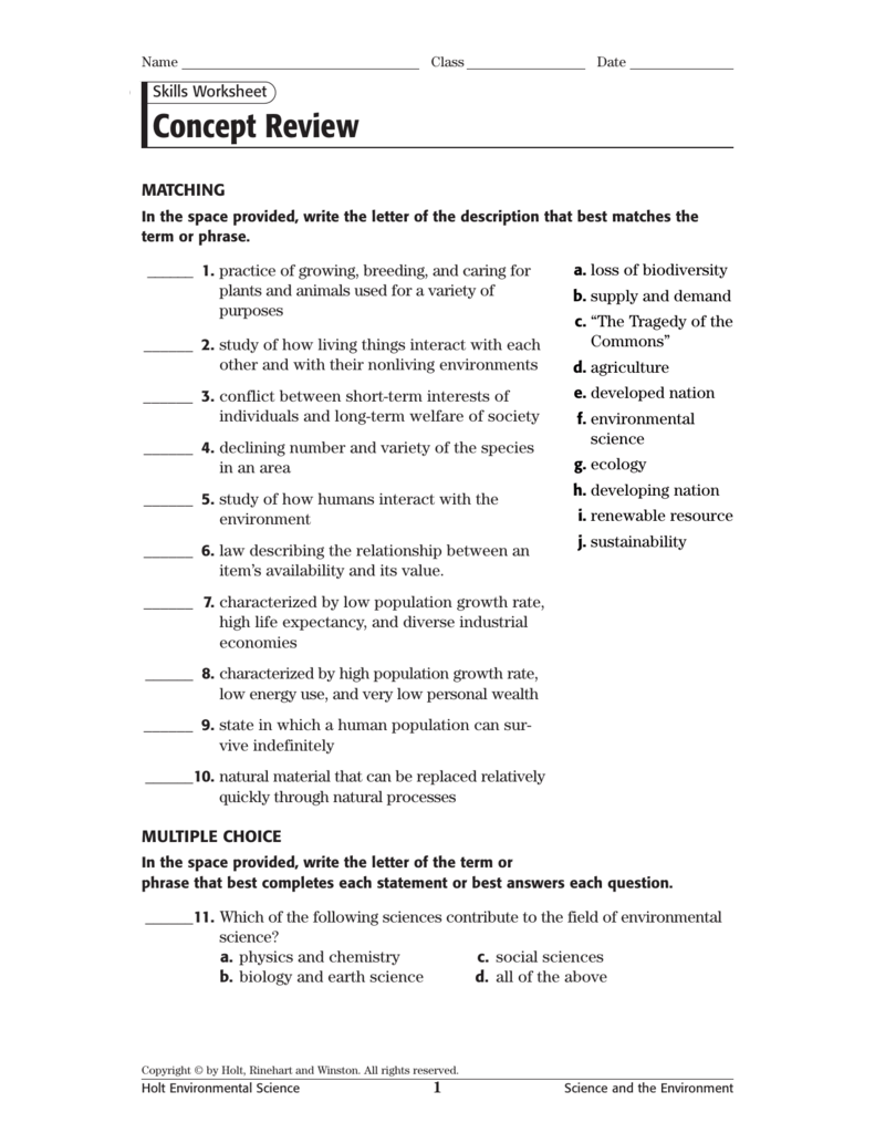 Skills Worksheet Concept Review Answer Key Holt Earth Science 