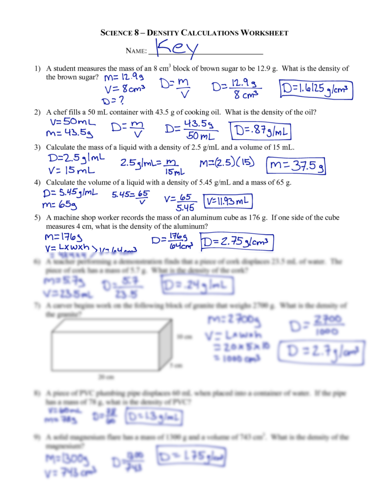 SOLUTION Fdocuments In Science 8 Density Calculations 8 Density 