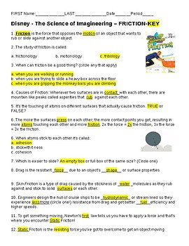 Video Worksheet Disney Imagineering FRICTION By MakeScienceFun TPT