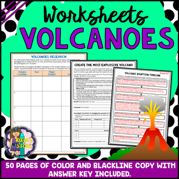 Volcanic Eruptions Worksheets With Blackline Copy Answer Key Volcanoes 